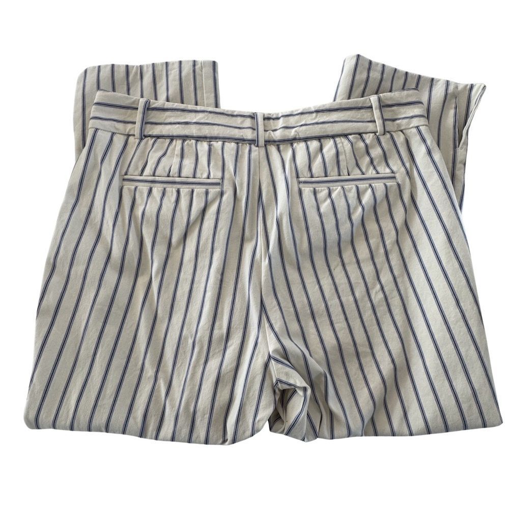 Anthropologie Pinstripe Cropped Flare Pants White Blue Coastal Prep Trouser 12 - Picture 4 of 10